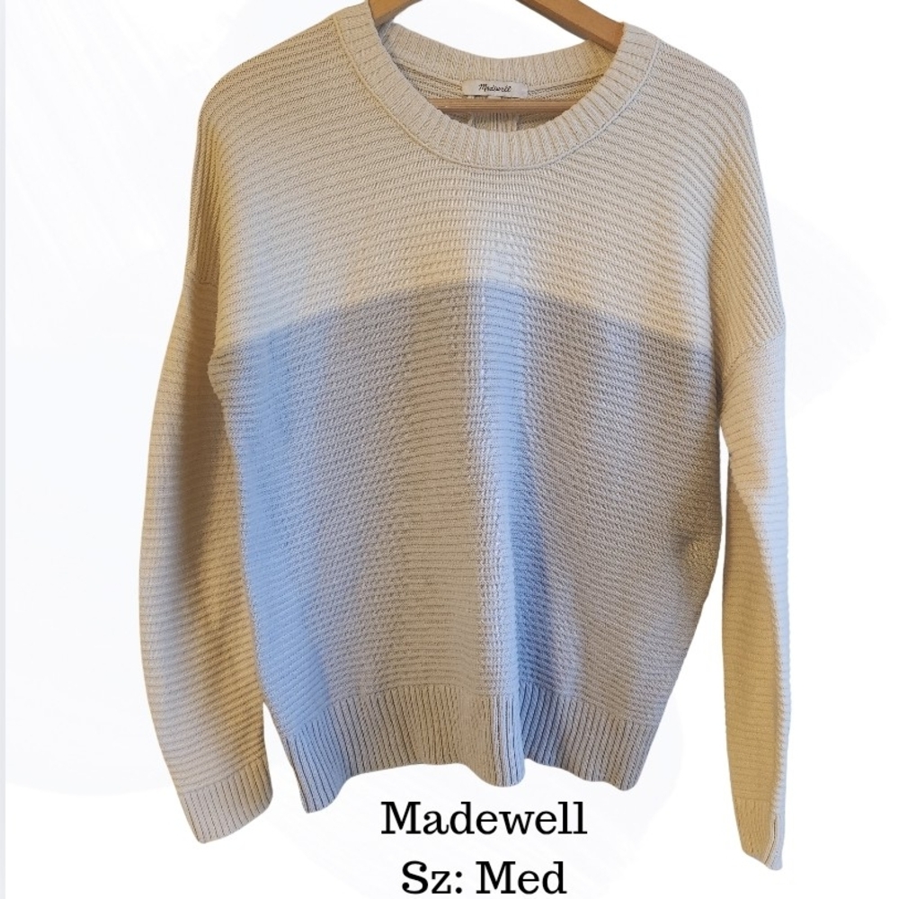 Madewell Greensboro Button-Back Sweater‎ | Cream & Periwinkle | Size M